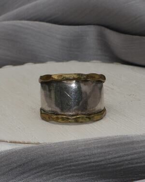 Vintage Mexico Sterling & Brass Laton Ring 4.8G / Sz 8 N1477